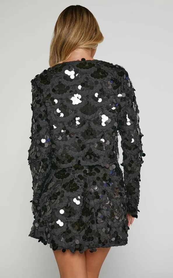 Showpo Joanna Jacket 8211 Sequin Jacket In Black Women Jackets and Coats