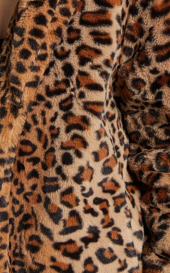 Showpo Jocelyn Coat 8211 Faux Fur Animal Print Coat In Leopard Women Jackets and Coats