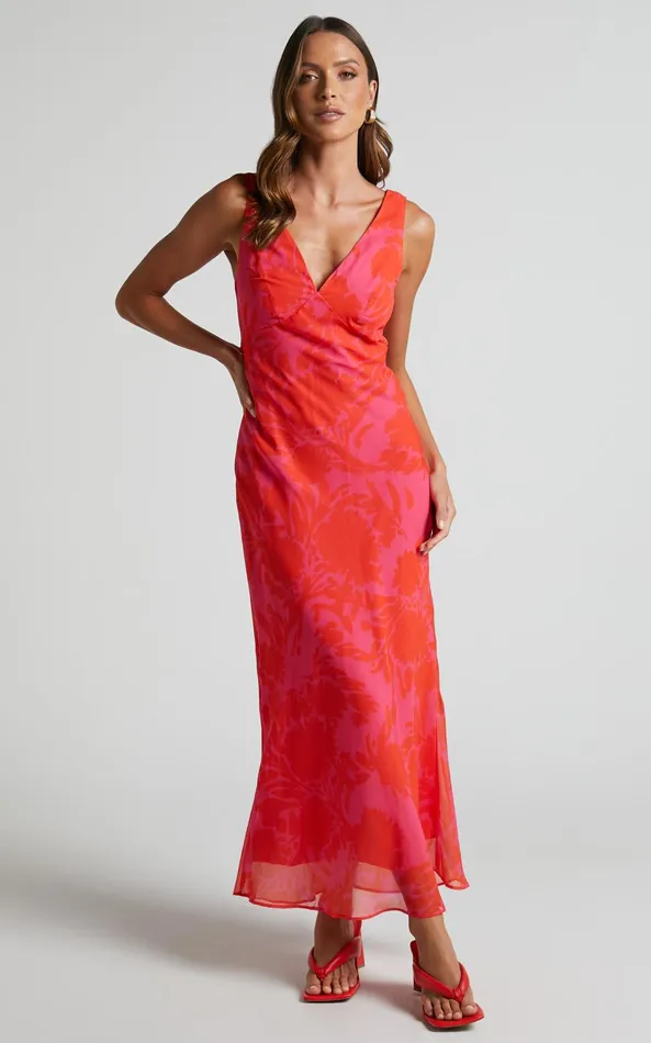 Showpo Jodie Midi Dress 8211 V Neck Slip Dress In Pink Floral Women Dresses Showpo Jodie Midi Dress 8211 V Neck Slip Dress In Pink Floral Women Dresses