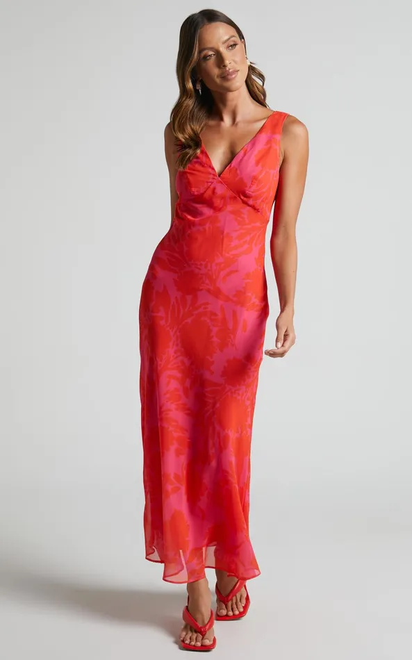 Showpo Jodie Midi Dress 8211 V Neck Slip Dress In Pink Floral Women Dresses Showpo Jodie Midi Dress 8211 V Neck Slip Dress In Pink Floral Women Dresses