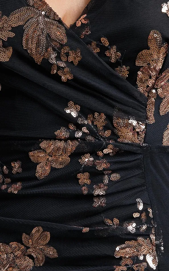 Showpo Joemelyn Maxi Dress 8211 Floral Embellished Sequin Halter Cross Back Dress In Black Gold Women Dresses