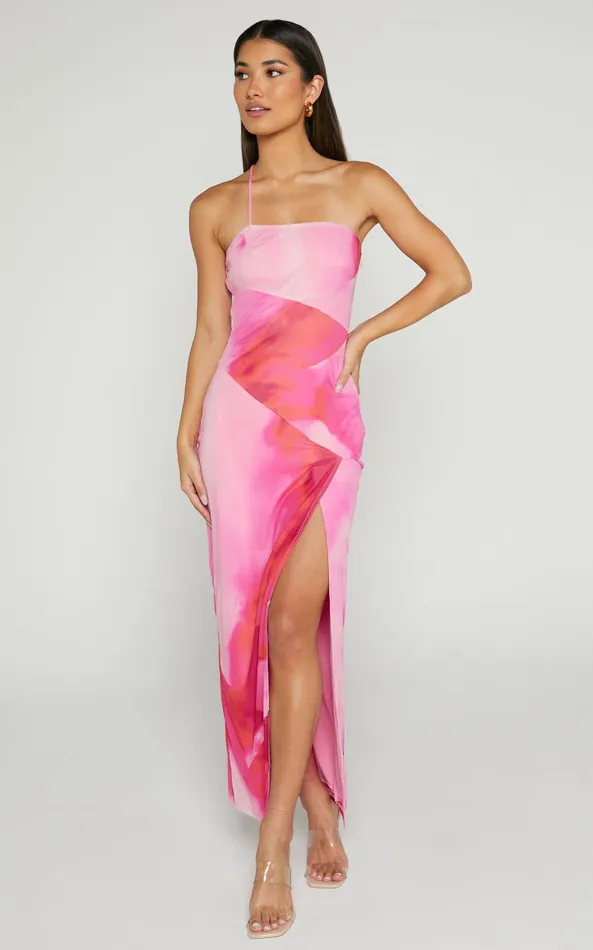 Showpo Johanne Midi Dress 8211 Side Slit Bodycon Dress In Pink Blur Print Women Dresses Showpo Johanne Midi Dress 8211 Side Slit Bodycon Dress In Pink Blur Print Women Dresses