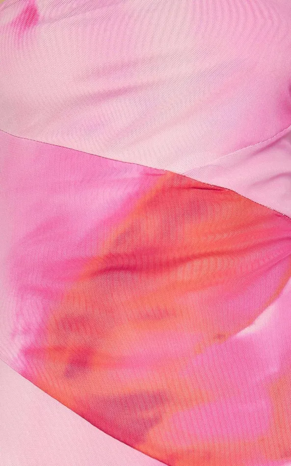 Showpo Johanne Midi Dress 8211 Side Slit Bodycon Dress In Pink Blur Print Women Dresses
