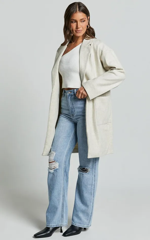 Showpo Jonas Coat 8211 Pocket Detail Longline Coat In Beige Women Jackets and Coats