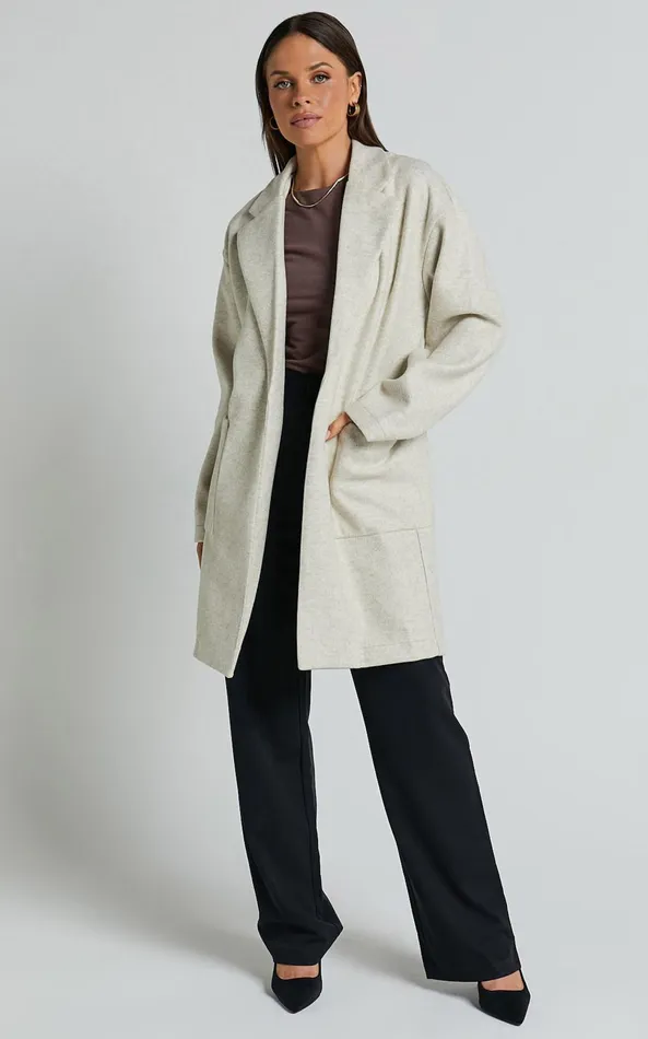 Showpo Jonas Coat 8211 Pocket Detail Longline Coat In Beige Women Jackets and Coats