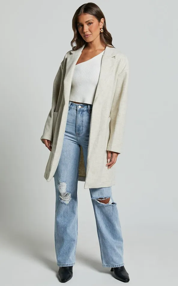 Showpo Jonas Coat 8211 Pocket Detail Longline Coat In Beige Women Jackets and Coats