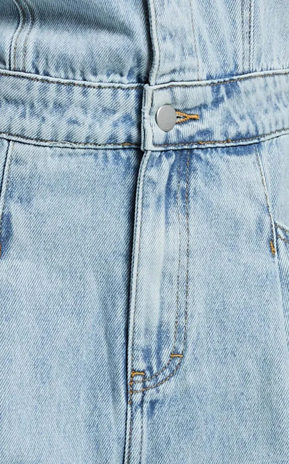 Showpo Jordyn Jumpsuit 8211 Short Sleeve Collared Button Through Denim Jumpsuit In Light Blue Women Denim