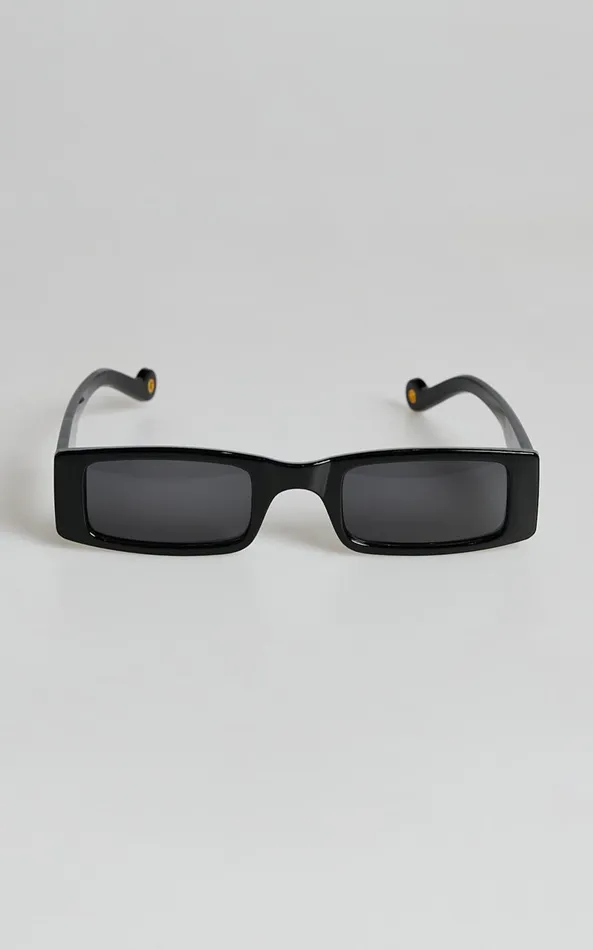 Showpo Jorgelina Rectangle Sunglasses In Black Women Sunglasses