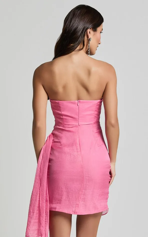 Showpo Julie Mini Dress 8211 Strapless Wrap Dress In Pink Women Dresses