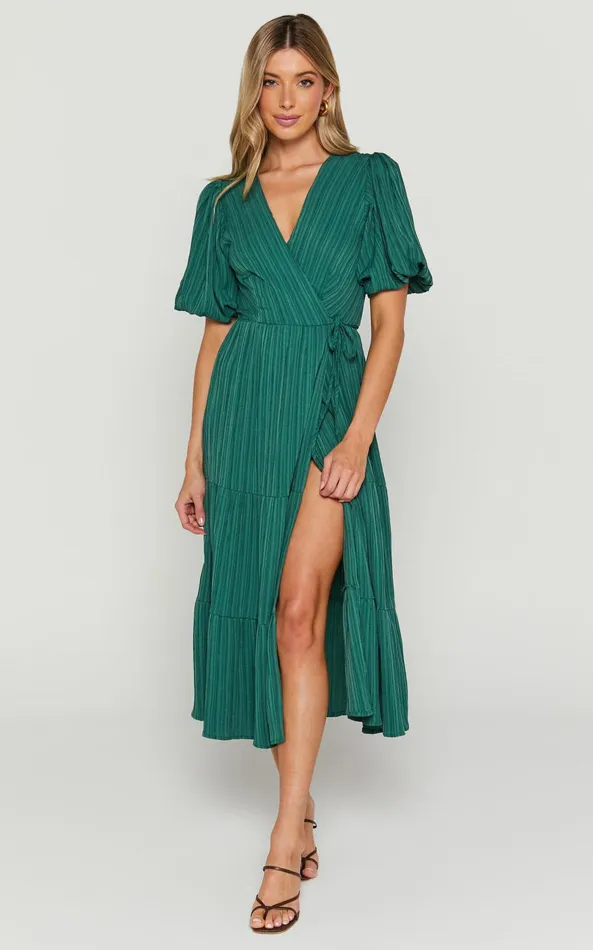 Showpo Junmae Midi Dress 8211 Tiered Waffle Wrap Dress In Forest Green Women Dresses Showpo Junmae Midi Dress 8211 Tiered Waffle Wrap Dress In Forest Green Women Dresses