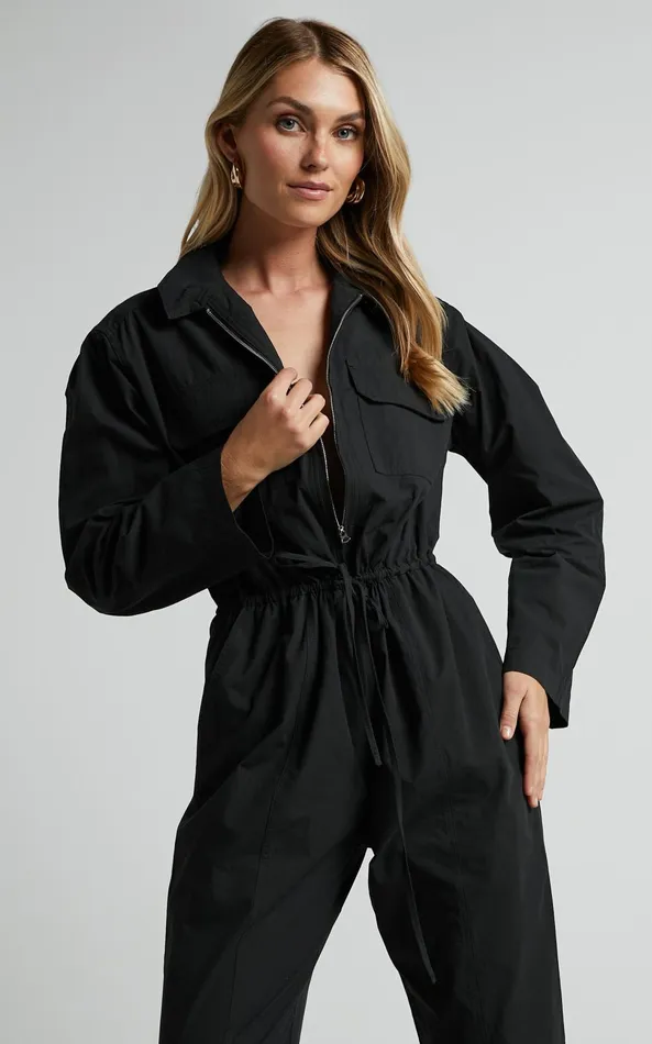 Showpo Kaede Jumpsuit 8211 Utility Jumpsuit In Black Women Jumpsuits