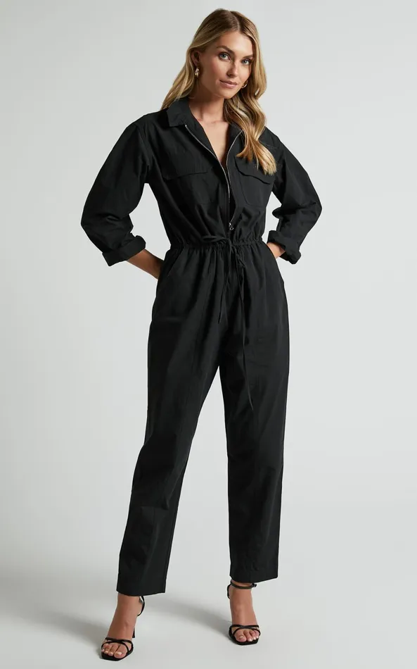 Showpo Kaede Jumpsuit 8211 Utility Jumpsuit In Black Women Jumpsuits