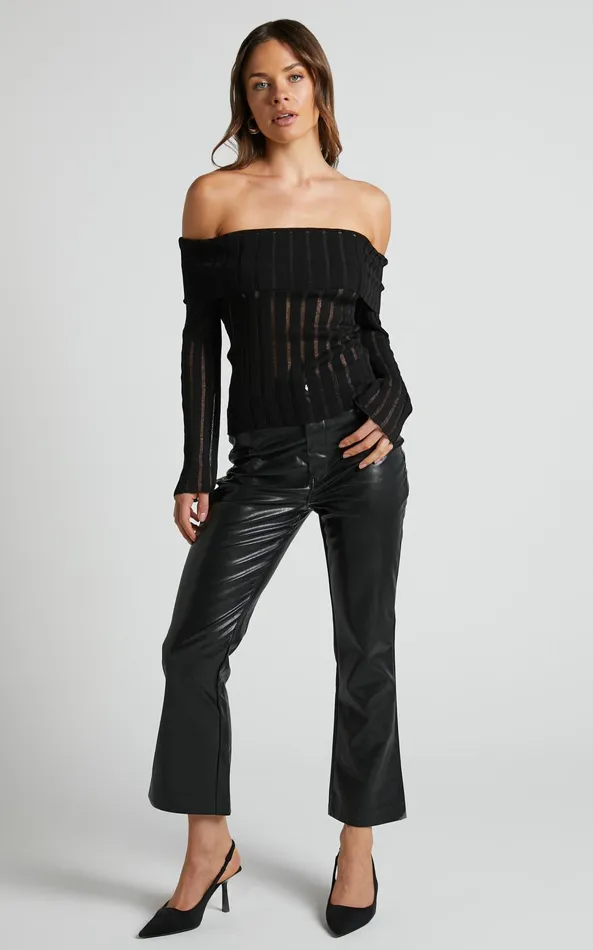 Showpo Kailah Top 8211 Off The Shoulder Knit Top In Black Women Knitwear