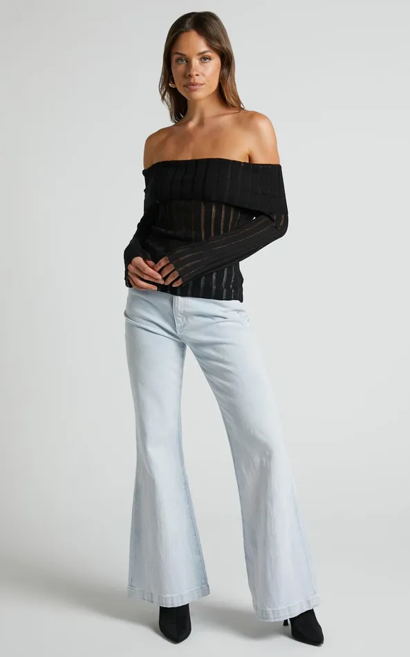 Showpo Kailah Top 8211 Off The Shoulder Knit Top In Black Women Knitwear