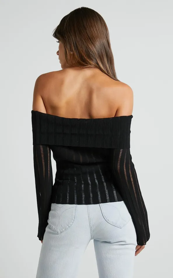 Showpo Kailah Top 8211 Off The Shoulder Knit Top In Black Women Knitwear