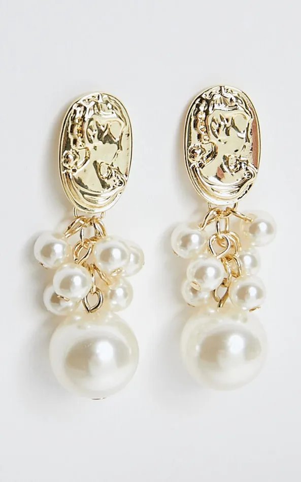Showpo Kailee Earrings 8211 Gold Layered Pearl Drop Earrings In Gold Women Earrings