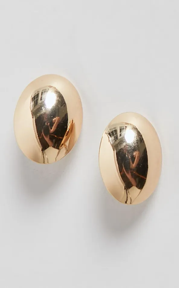 Showpo Kala Earring 8211 Chunky Oval Earrings In Gold Women Earrings