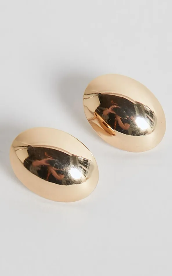 Showpo Kala Earring 8211 Chunky Oval Earrings In Gold Women Earrings