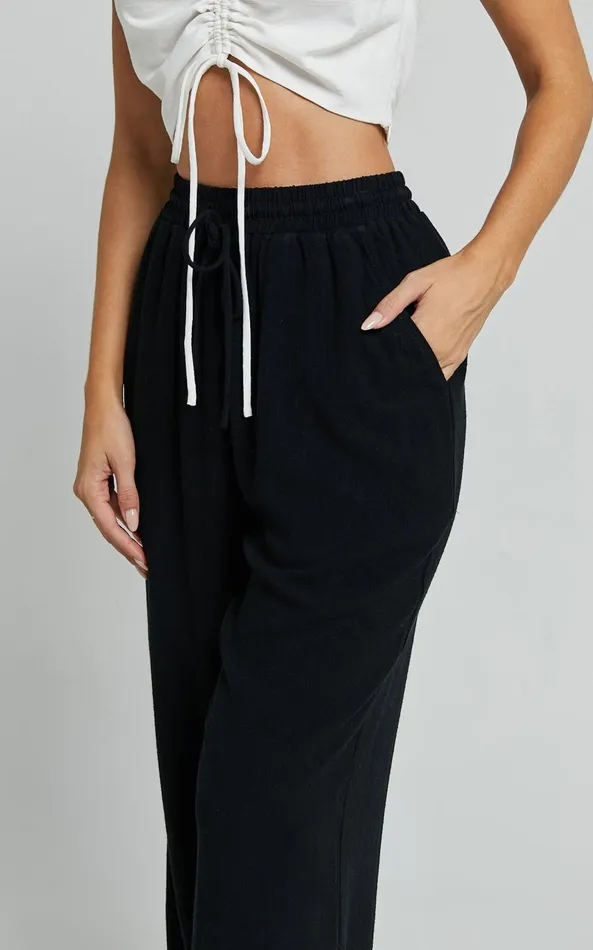 Showpo Kala Pants 8211 Mid Waisted Relaxed Elastic Waist Pants In Black Women Curve Clothes