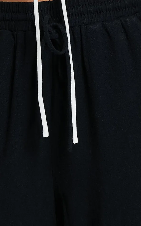 Showpo Kala Pants 8211 Mid Waisted Relaxed Elastic Waist Pants In Black Women Curve Clothes
