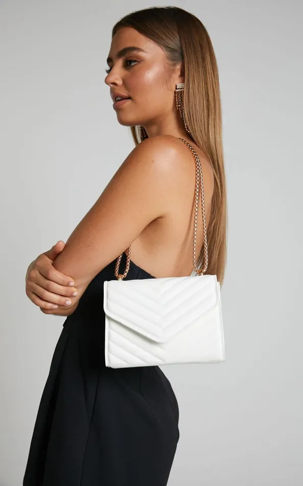 Showpo Kalinda Bag 8211 Double Box Chain Shoulder Bag In White Women Bags