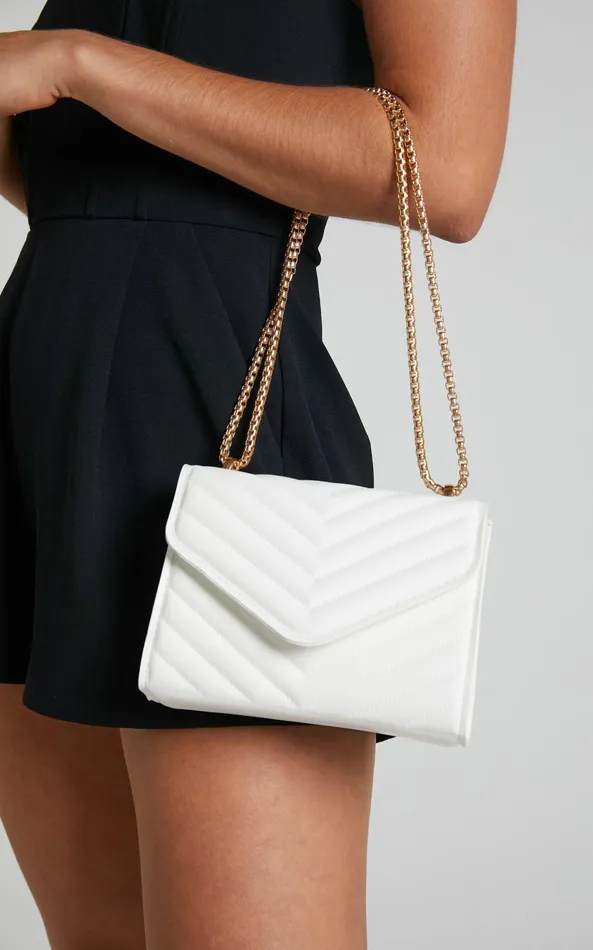 Showpo Kalinda Bag 8211 Double Box Chain Shoulder Bag In White Women Bags