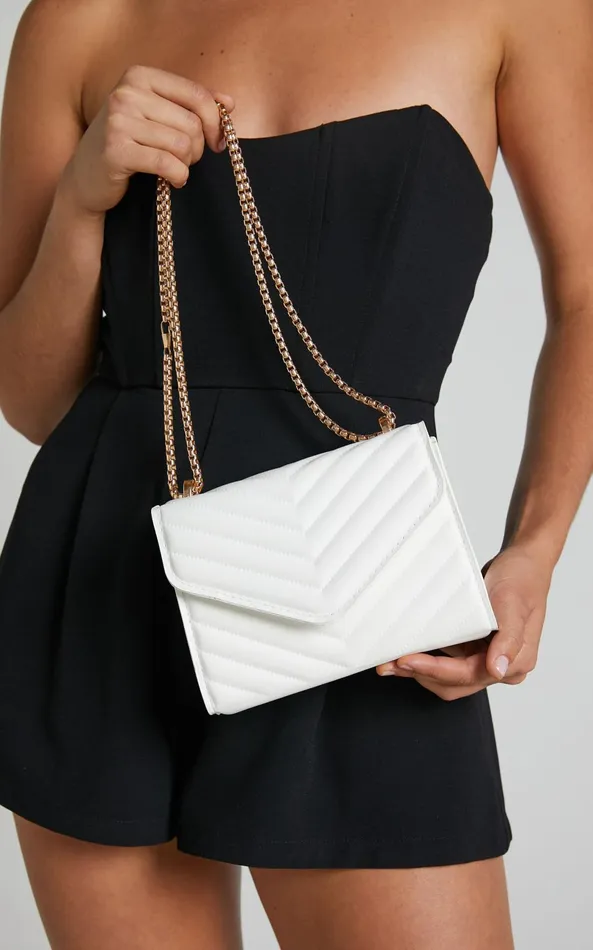 Showpo Kalinda Bag 8211 Double Box Chain Shoulder Bag In White Women Bags