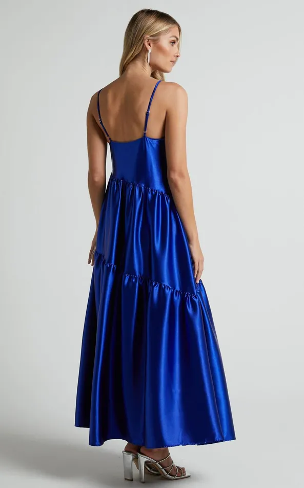 Showpo Kamari Midi Dress 8211 Asymmetrical A Line Tiered Dress In Cobalt Blue Women Dresses Showpo Kamari Midi Dress 8211 Asymmetrical A Line Tiered Dress In Cobalt Blue Women Dresses