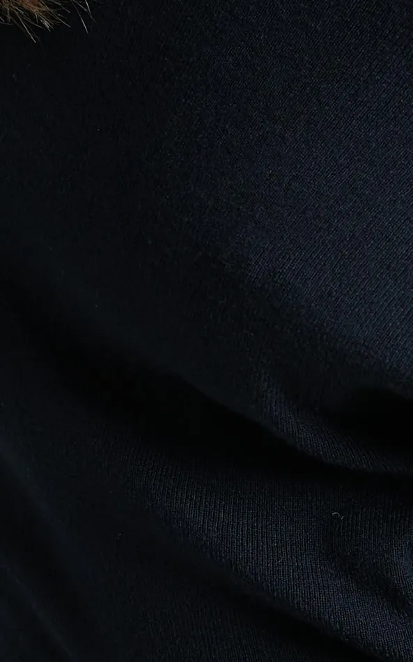 Showpo Kamille Top 8211 Asymmetric Side Shoulder Knit Top In Black Women Curve Clothes