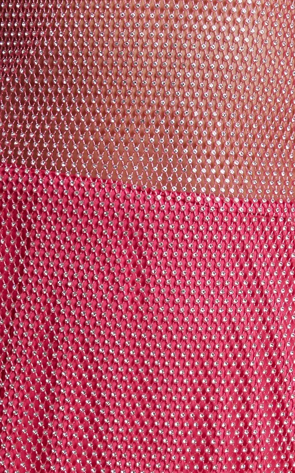 Showpo Karmen Midi Dress 8211 Long Sleeve Split Diamante Mesh Dress In Pink Women Dresses