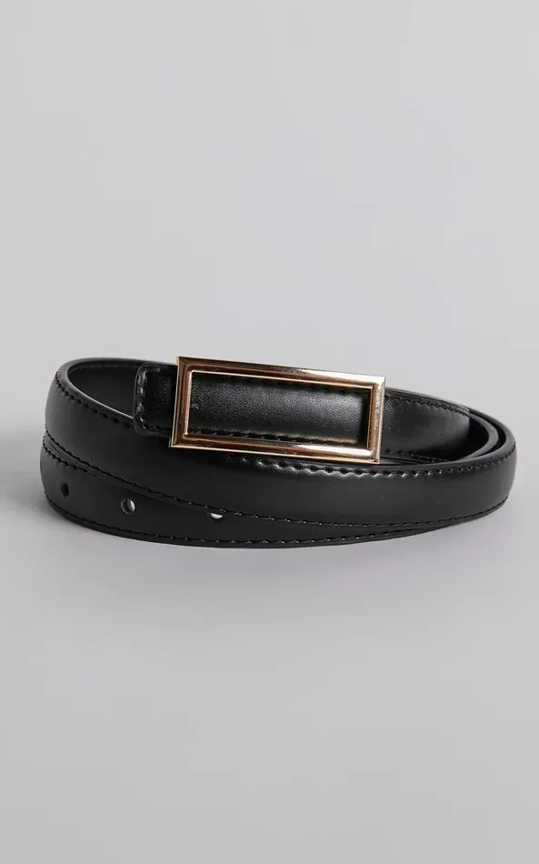 Showpo Karter Square Buckle Belt In Black Women Belts