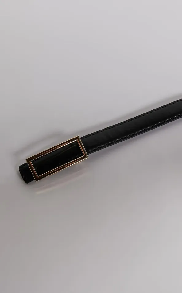 Showpo Karter Square Buckle Belt In Black Women Belts