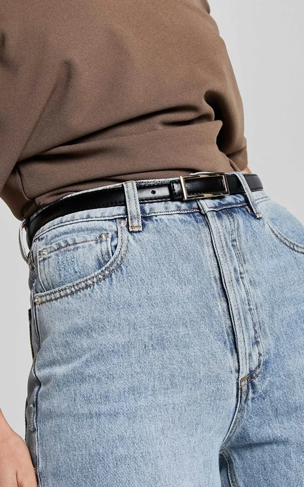 Showpo Karter Square Buckle Belt In Black Women Belts