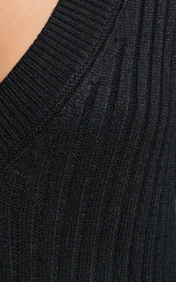 Showpo Kartia Midi Dress 8211 V Neck Knit Dress In Black Women Dresses