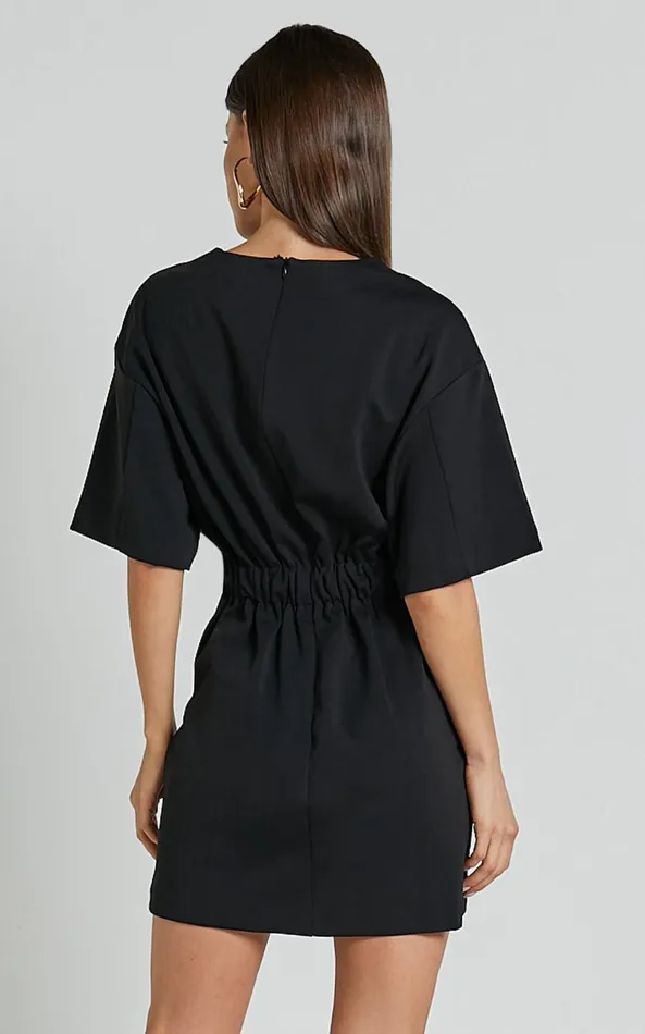 Showpo Karyna Mini Dress 8211 Short Sleeve Boxy Tshirt Dress In Black Women Curve Clothes