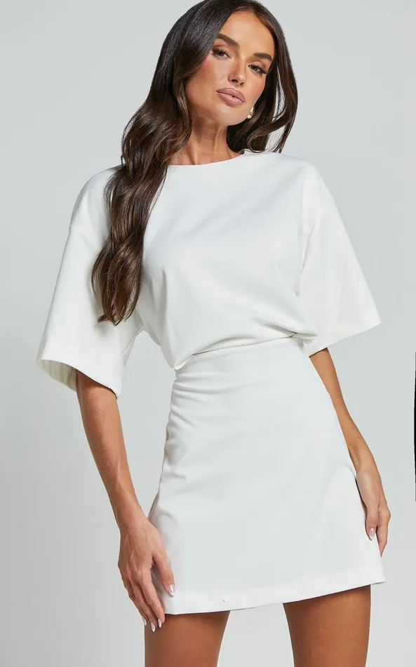 Showpo Karyna Mini Dress 8211 Short Sleeve Boxy Tshirt Dress In White Women Curve Clothes Showpo Karyna Mini Dress 8211 Short Sleeve Boxy Tshirt Dress In White Women Curve Clothes