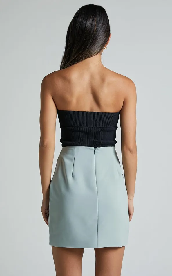 Showpo Kathia Mini Skirt 8211 Asymmetric Button Detail Skirt In Sage Women Skirts