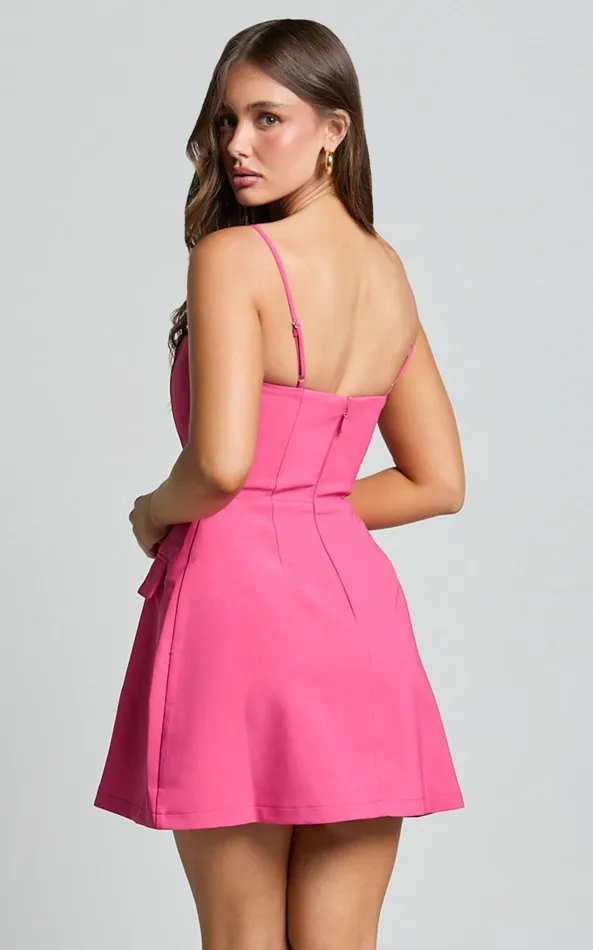 Showpo Katia Mini Dress 8211 Strappy Corset A Line Dress In Pink Women Dresses