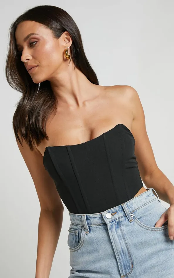 Showpo Katirina Top 8211 Strapless Corset Bustier Top In Black Women Curve Clothes Showpo Katirina Top 8211 Strapless Corset Bustier Top In Black Women Curve Clothes