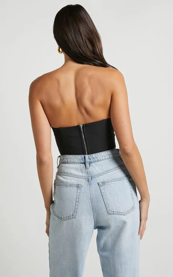 Showpo Katirina Top 8211 Strapless Corset Bustier Top In Black Women Curve Clothes