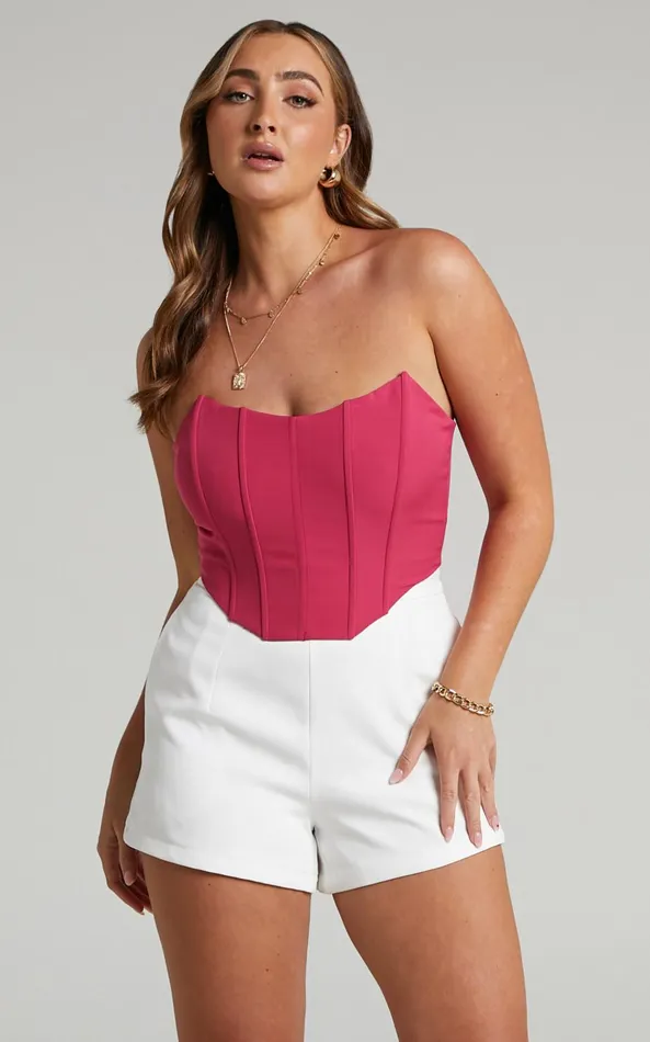 Showpo Katirina Top 8211 Strapless Corset Bustier Top In Hot Pink Women Tops