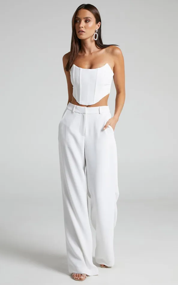 Showpo Katirina Top 8211 Strapless Corset Bustier Top In White Women Curve Clothes