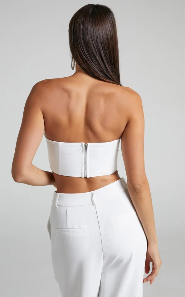 Showpo Katirina Top 8211 Strapless Corset Bustier Top In White Women Curve Clothes
