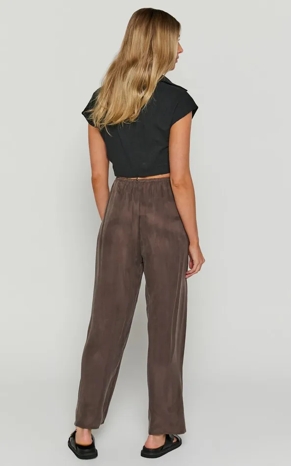 Showpo Kaya Pants 8211 Cupro Drawstring Relaxed Pants In Warm Grey Women Pants