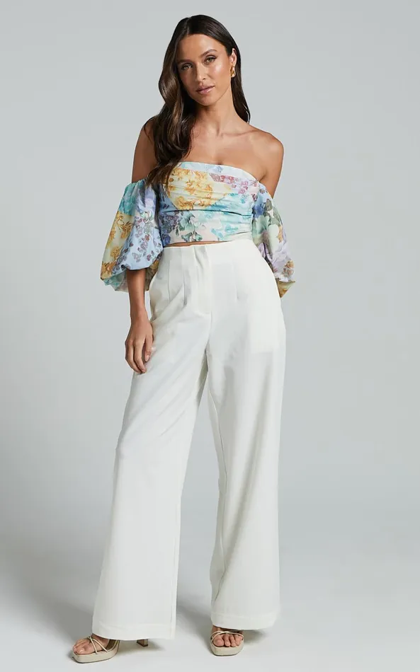 Showpo Kellen Top 8211 Off Shoulder Balloon Sleeve Top In VINTAGE FLORAL Women Tops