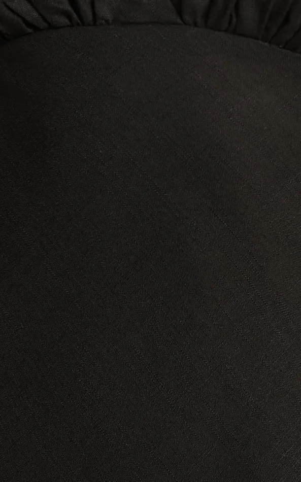 Showpo Kelly Mini Dress 8211 Linen Look Plunge Dress In Black Women Dresses