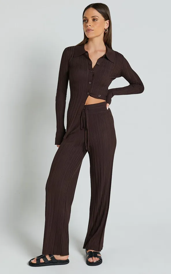 Showpo Kelsey Pants 8211 High Drawstring Waist Knit Pants In Chocolate Women Pants Showpo Kelsey Pants 8211 High Drawstring Waist Knit Pants In Chocolate Women Pants
