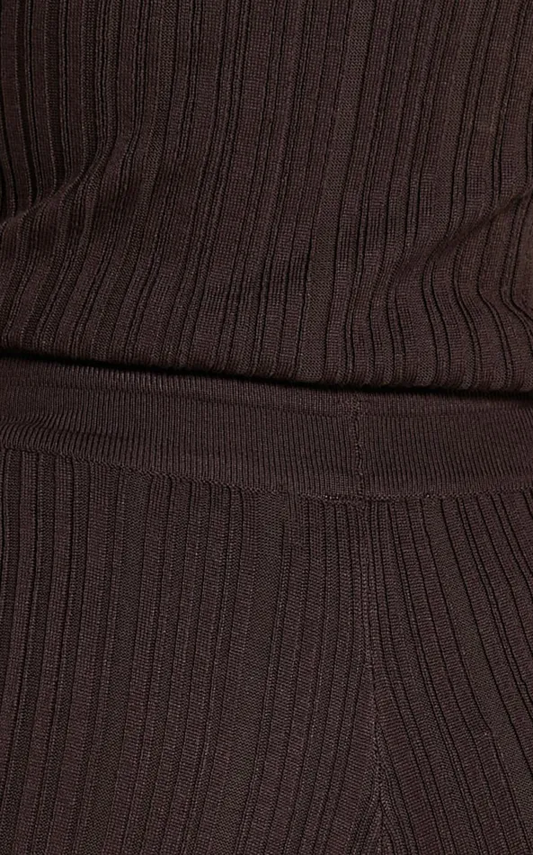 Showpo Kelsey Pants 8211 High Drawstring Waist Knit Pants In Chocolate Women Pants