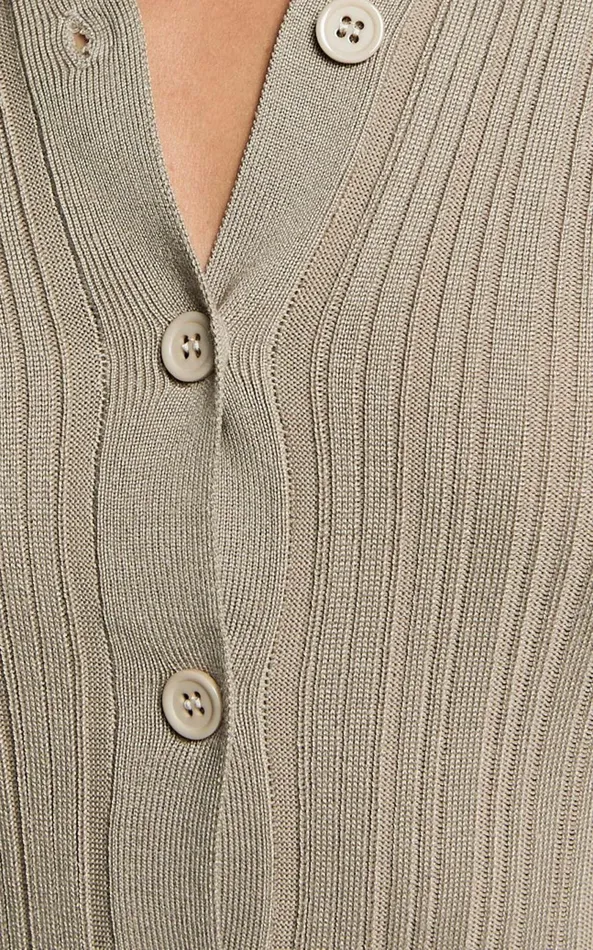 Showpo Kelsey Top 8211 Button Through Long Sleeve Knitted Top In Taupe Women Tops
