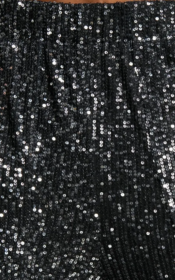 Showpo Kendrick Pant 8211 Elasticated High Waist Sequin Jogger In Black Women Loungewear